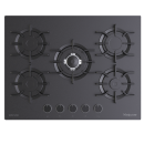 Plaque de cuisson gaz encastrable 70 cm – Série IXELIUM Noir – 5 feux Sabaf + Wok